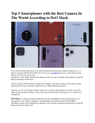 Top 5 Smartphones With the Best Camera In The World According to Dxo mark