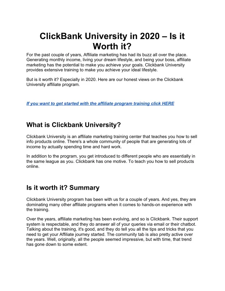 clickbank university in 2020 is it worth