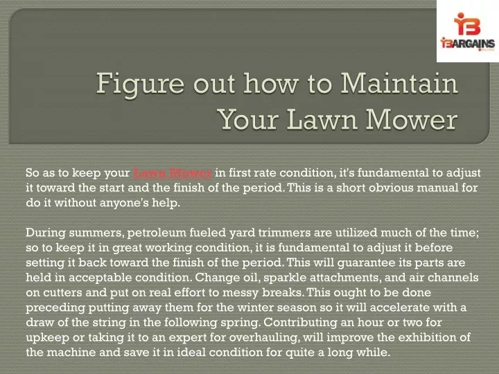 figure out how to maintain your lawn mower