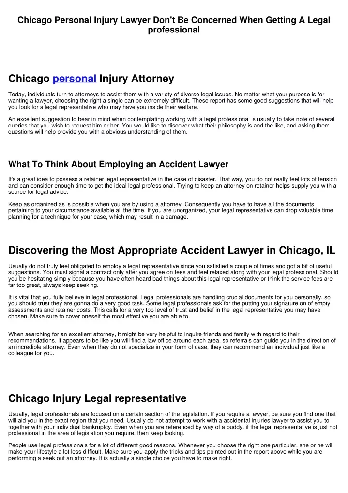 chicago personal injury lawyer don t be concerned