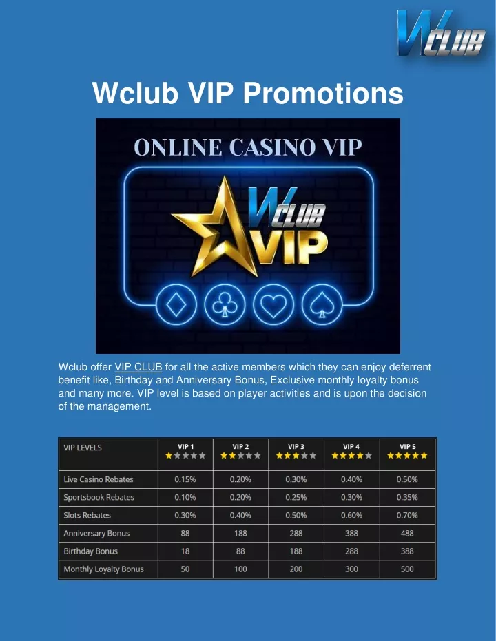 wclub vip promotions