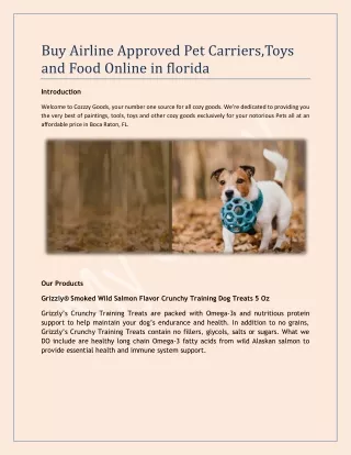 Buy Airline Approved Pet Carriers,Toys and Food Online in florida