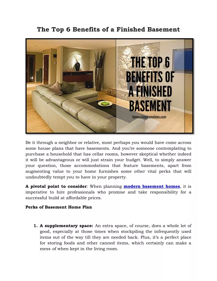 the top 6 benefits of a finished basement