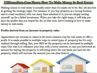 USHomeData.Com Shows How To Make Money In Real Estate