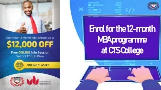 Enrol for the 12-month MBA programme at CTS College