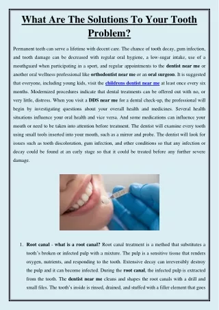 what are the solutions to your tooth problem