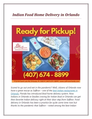 Indian Food Home Delivery in Orlando