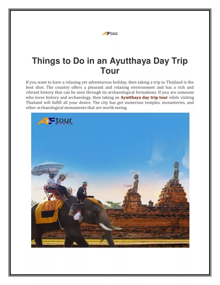 things to do in an ayutthaya day trip tour