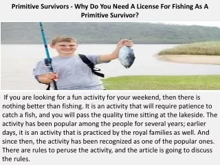 Primitive Survivors - Why Do You Need A License For Fishing As A Primitive Survivor?
