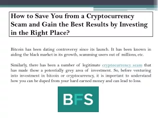 How to Save You from a Cryptocurrency Scam and Gain the Best Results by Investing in the Right Place?