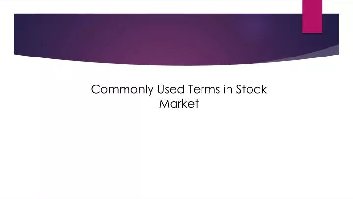 commonly used terms in stock market