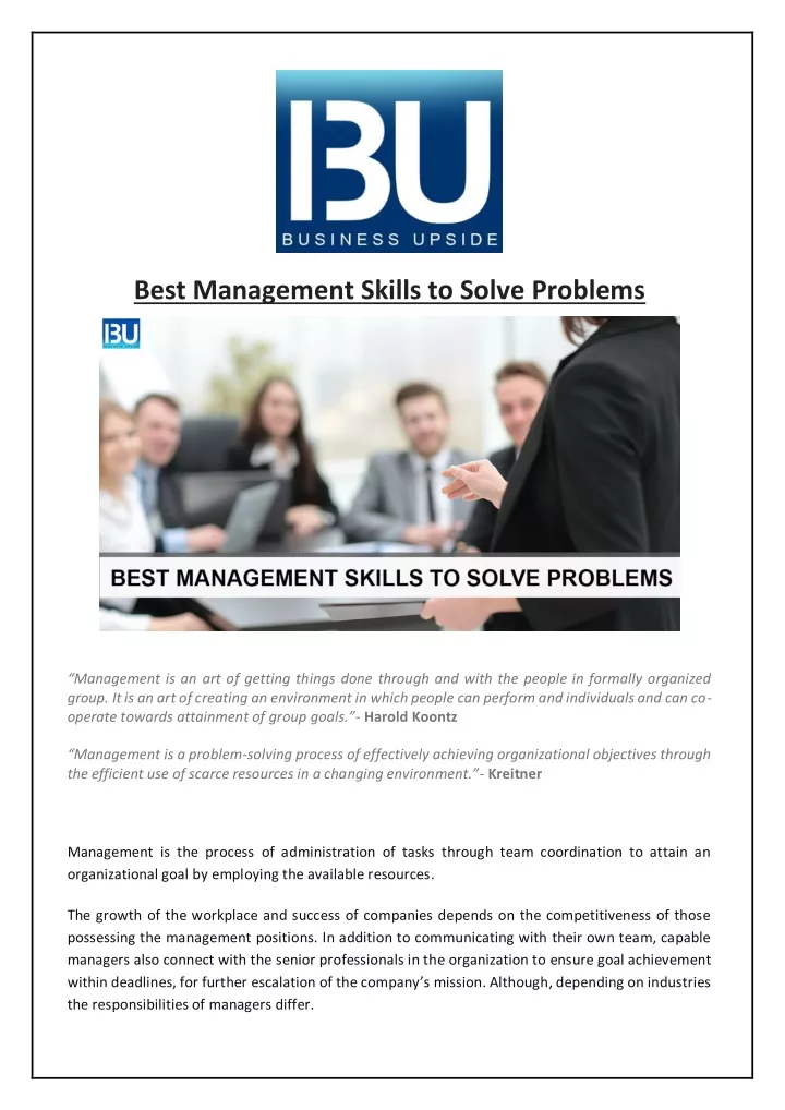 best management skills to solve problems