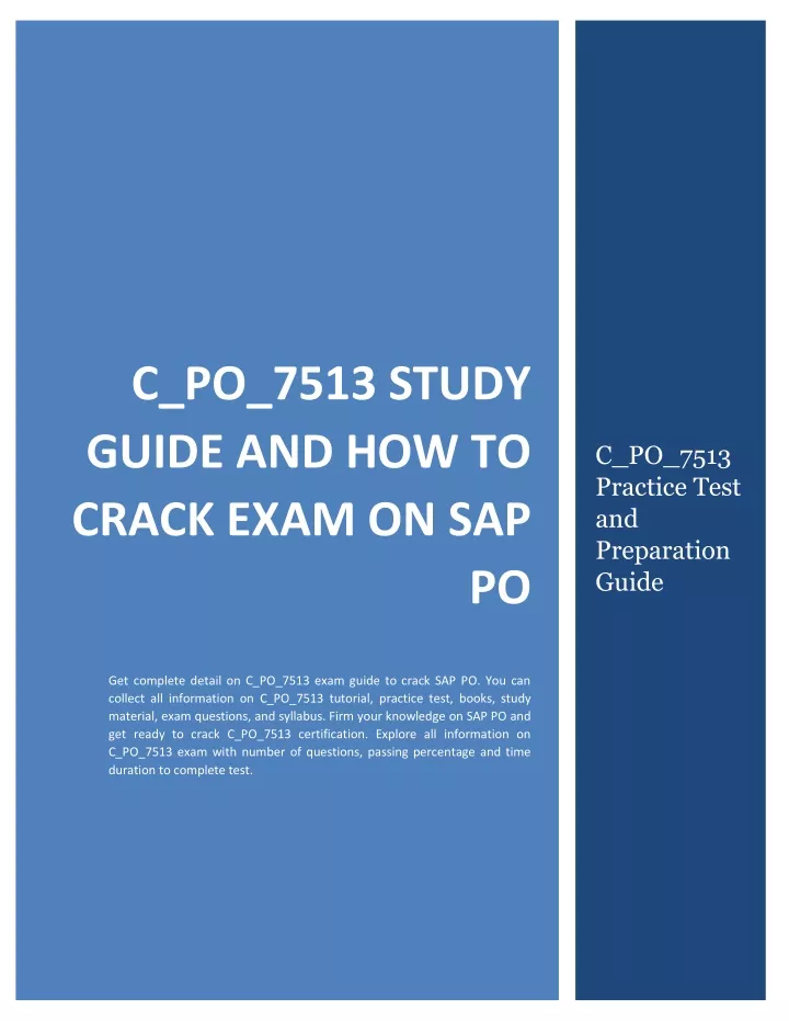 c po 7513 study guide and how to crack exam on sap