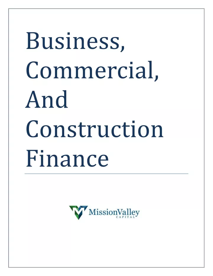 business commercial and construction finance