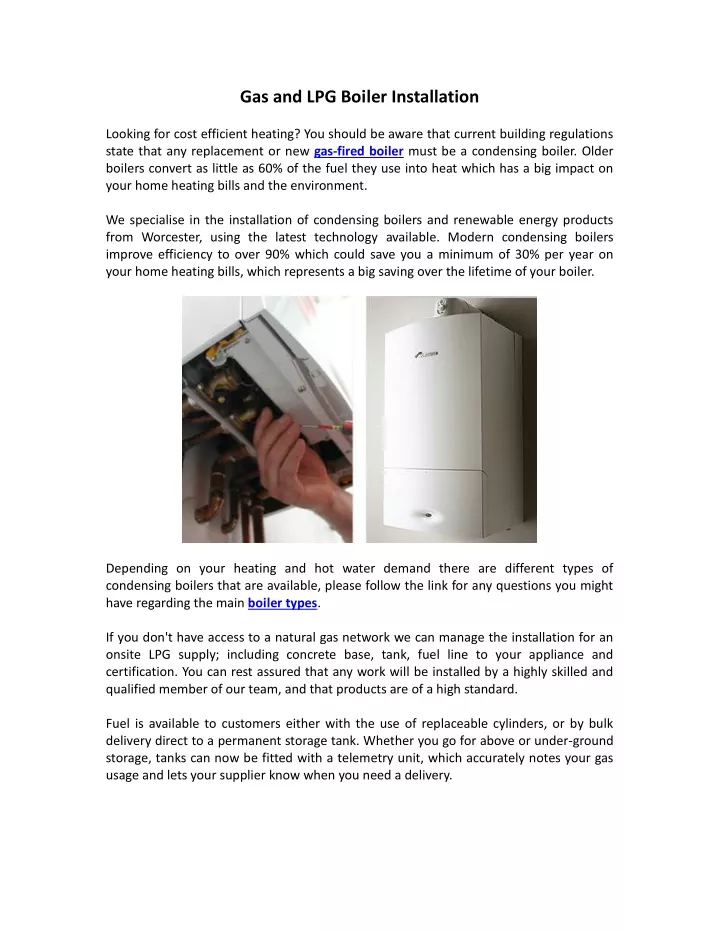 gas and lpg boiler installation