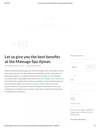 Let us give you the best benefits at the Massage Spa Ajman.