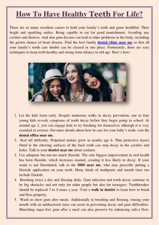 how to have healthy teeth for life