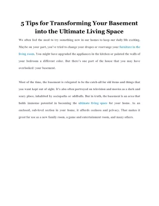 5 tips for transforming your basement into