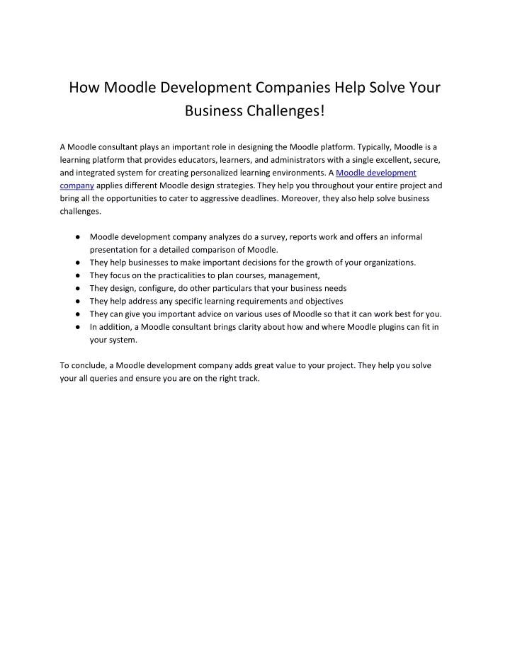 how moodle development companies help solve your