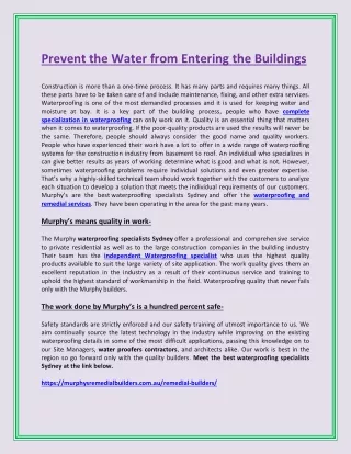 prevent the water from entering the buildings