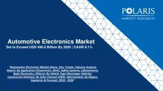 Automotive Electronics Market Size Worth USD 490.6 Billion By 2026