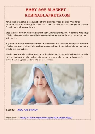 Baby Age Blanket | Keminablankets.com