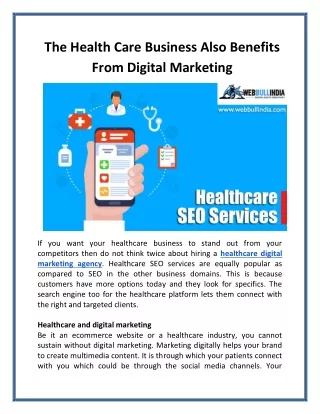 The Health Care Business Also Benefits From Digital Marketing