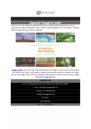 Agenzia viaggi in india