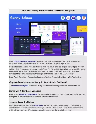 sunny bootstrap admin dashboard html template