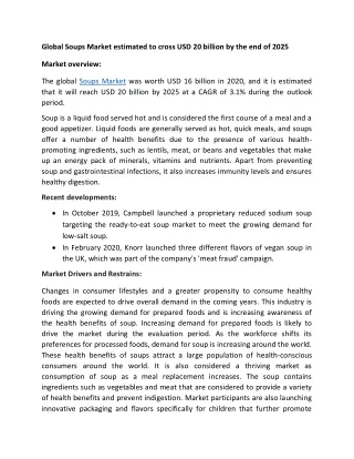 global soups market estimated to cross
