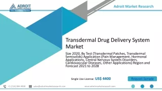 Transdermal Drug Delivery System Market 2020 Overview by Key Players Analysis, Emerging Opportunities, Comprehensive Res