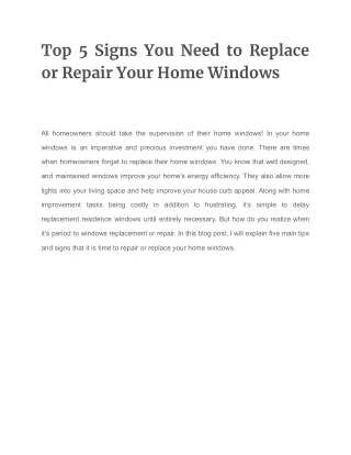 Signs You Need to Replace or Repair Your Home Windows