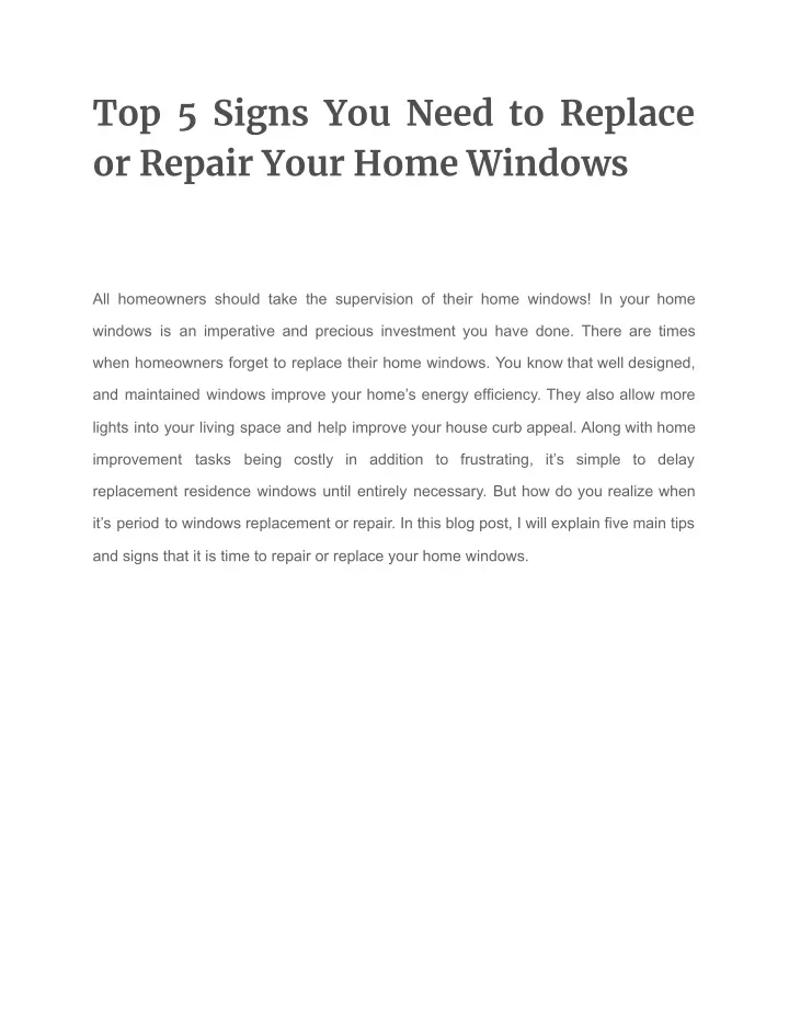 top 5 signs you need to replace or repair your
