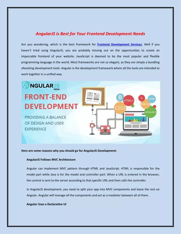 angularjs is best for your frontend development