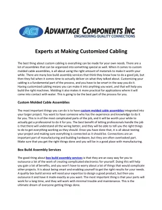 experts at making customized cabling the best