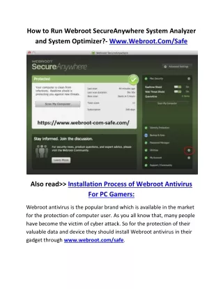 how to run webroot secureanywhere system analyzer