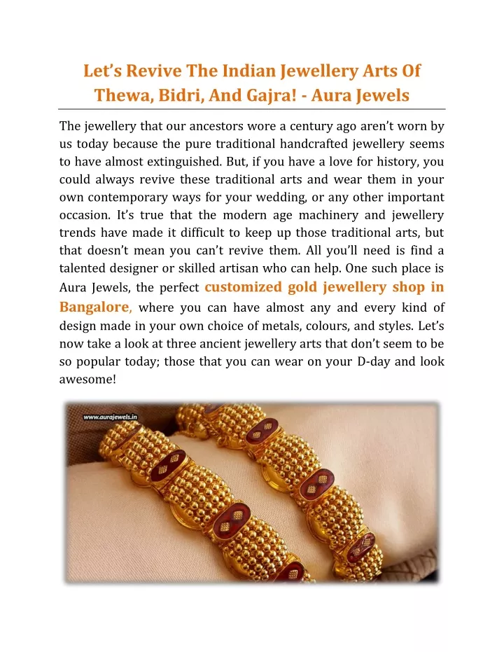 let s revive the indian jewellery arts of thewa