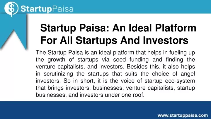 startup paisa an ideal platform for all startups