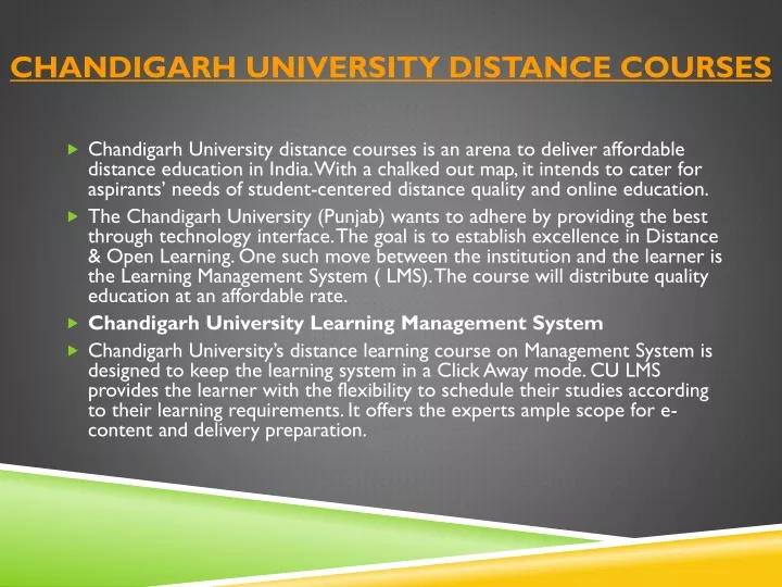 chandigarh university distance courses