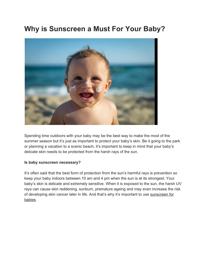 why is sunscreen a must for your baby
