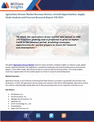 agriculture drones market revenue drivers growth