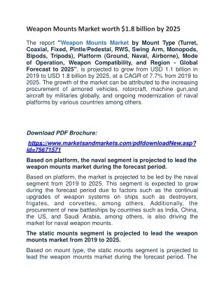 Weapon Mounts Market worth $1.8 billion by 2025