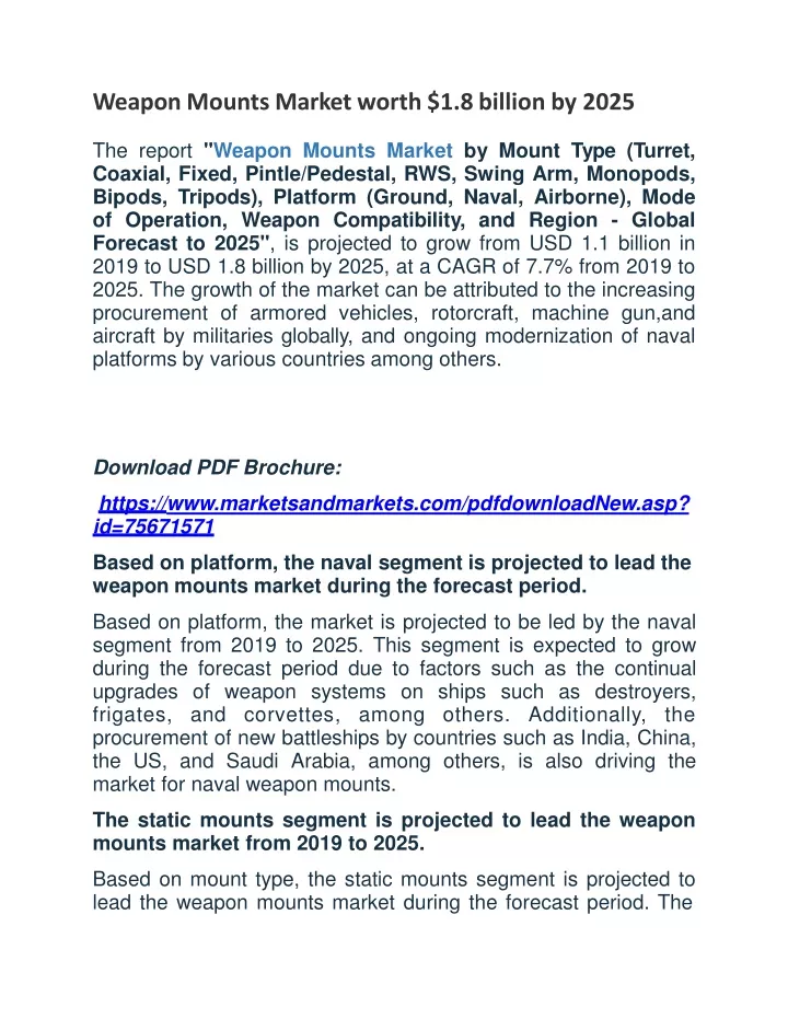 weapon mounts market worth 1 8 billion by 2025
