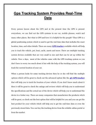 gps tracking system provides real time data