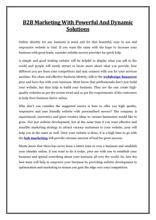 b2b marketing with powerful and dynamic solutions