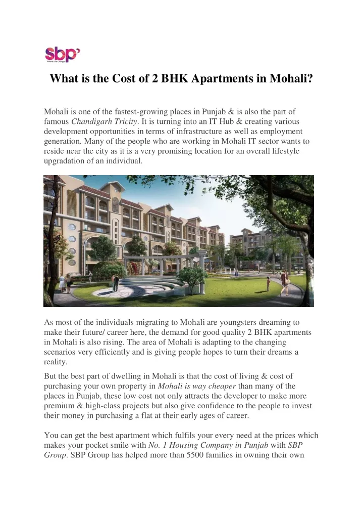 what is the cost of 2 bhk apartments in mohali
