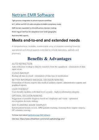 Ophthalmology EMR Software