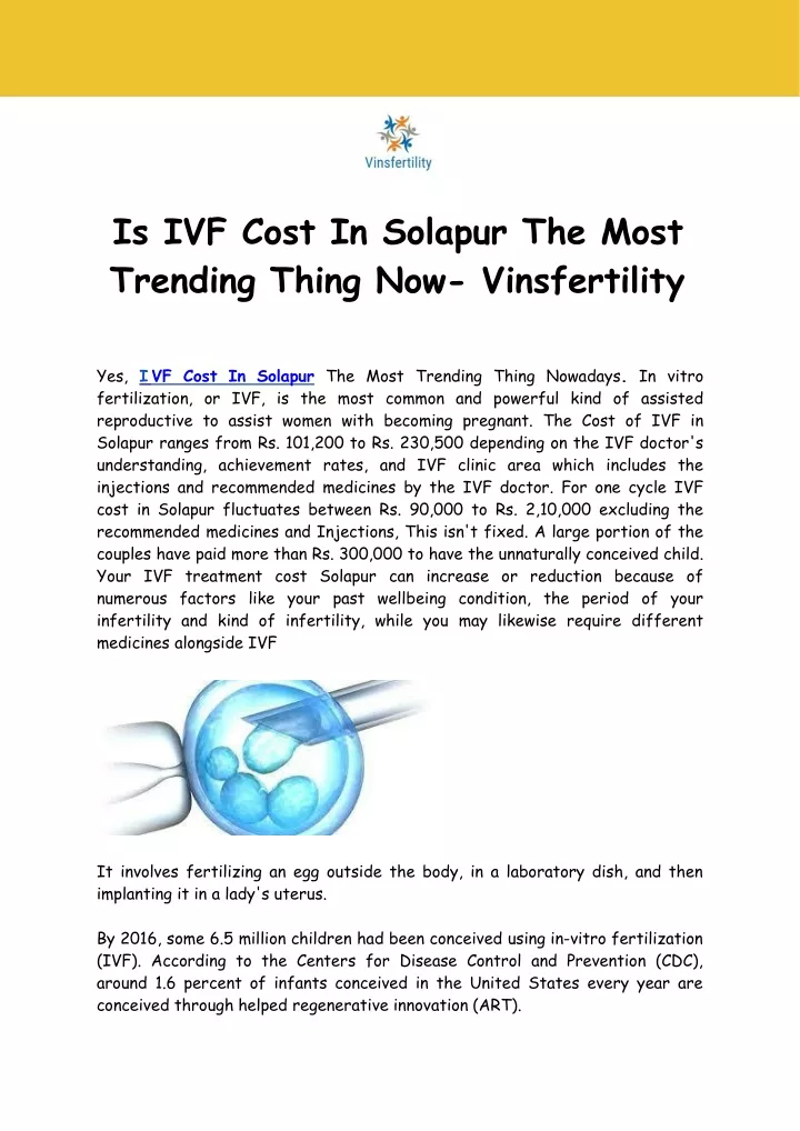 is ivf cost in solapur the most trending thing now vinsfertility