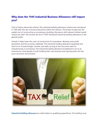 Why does the 1945 Industrial Business Allowance still impact you?