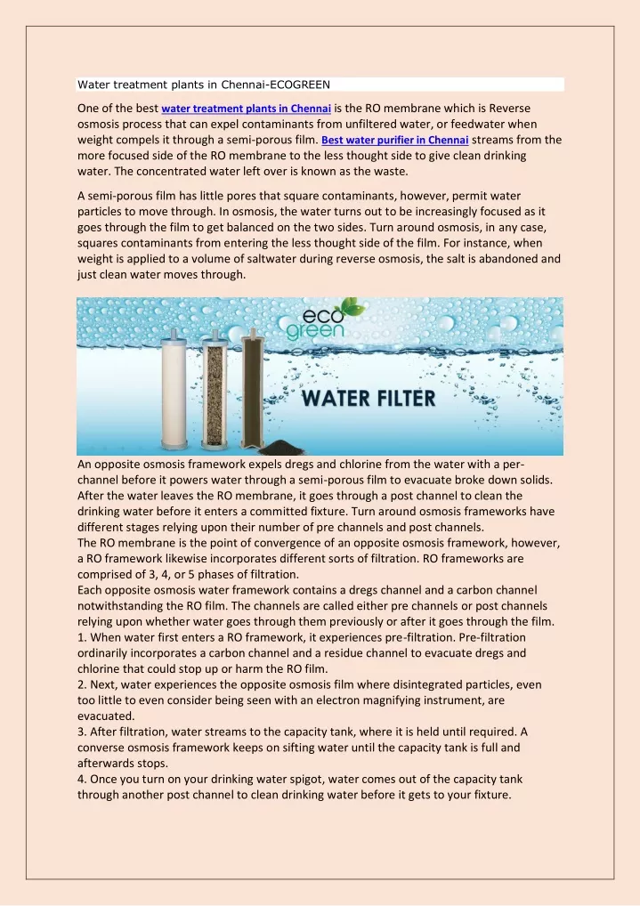 water treatment plants in chennai ecogreen